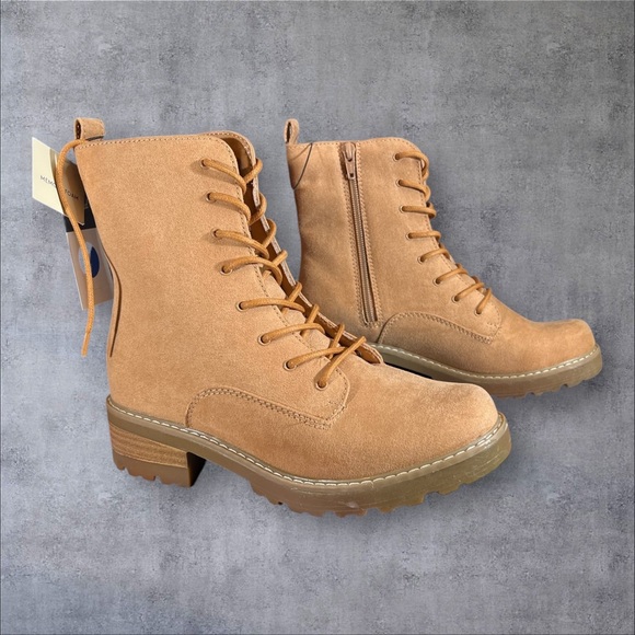 Universal Thread LaceUp Ophelia Side Zip Combat Boots with  Memory Foam - Picture 7 of 14